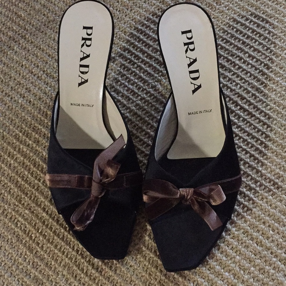 Prada raso and velour heels